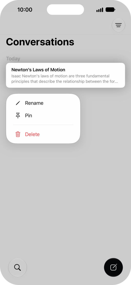 Press Rename and follow the instructions on the screen to rename the conversation. Press Rename and follow the instructions on the screen to rename the conversation.