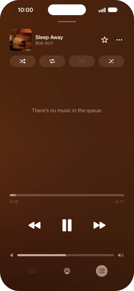 Press the shuffle icon to turn the function on or off. Press the shuffle icon to turn the function on or off.