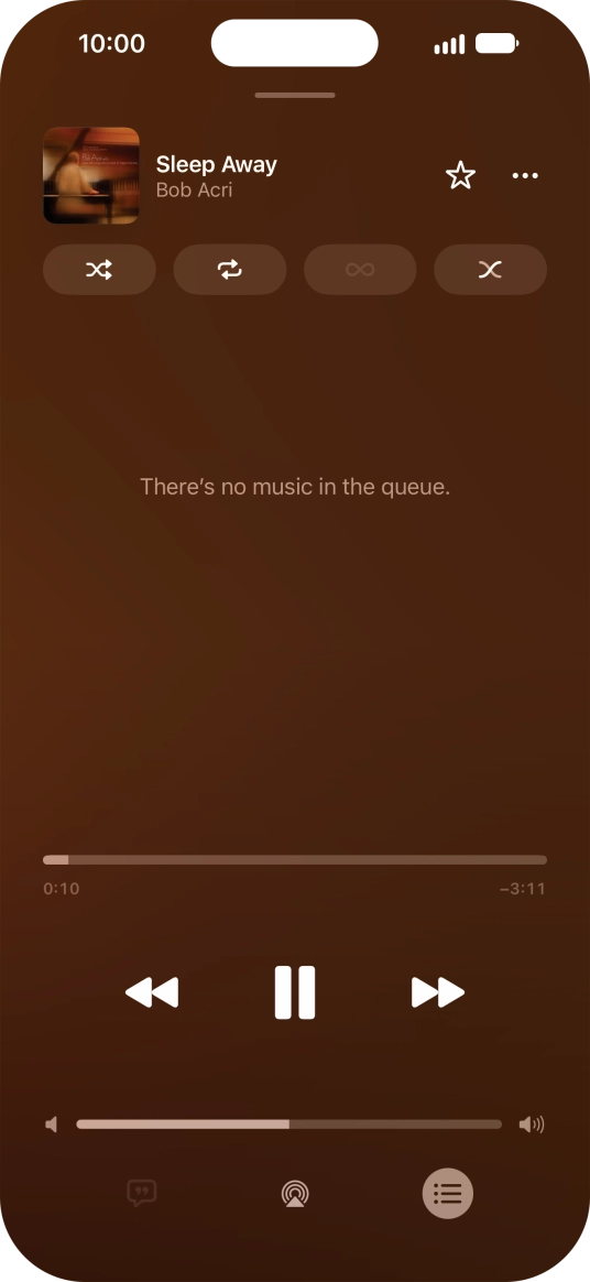 Press the shuffle icon to turn the function on or off. Press the shuffle icon to turn the function on or off.