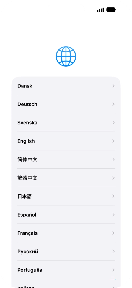 Press the required language. Press the required language.