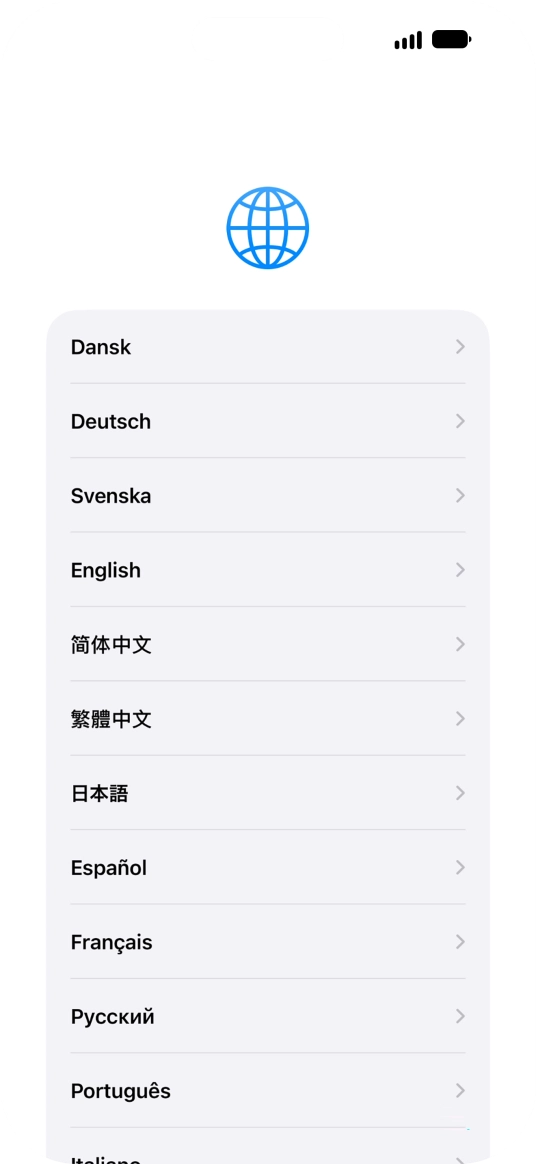Press the required language. Press the required language.