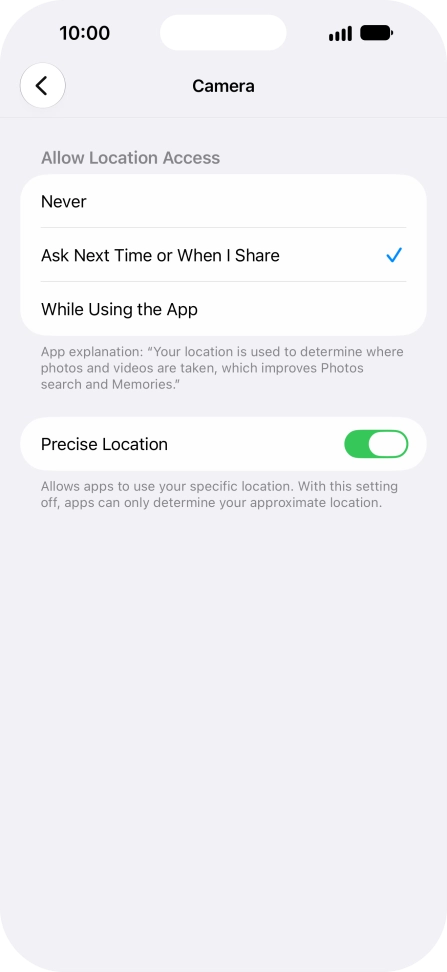 Press the required setting to turn the function on or off. Press the required setting to turn the function on or off.