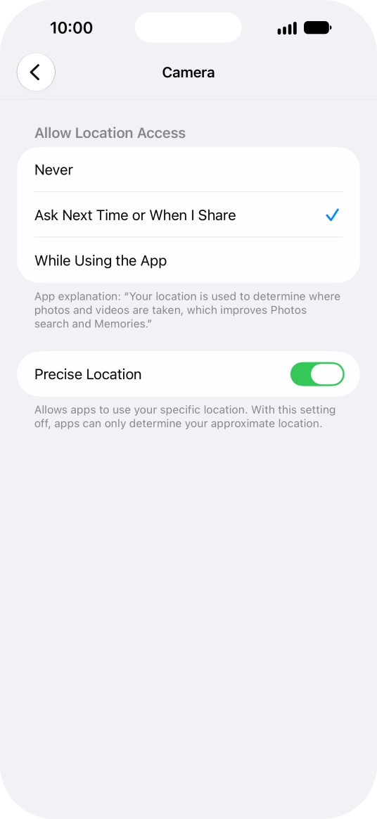 Press the required setting to turn the function on or off. Press the required setting to turn the function on or off.
