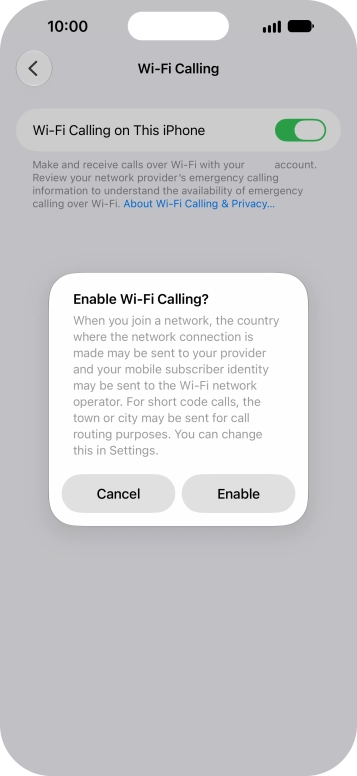 If you turn on the function, press Enable. If you turn on the function, press Enable.