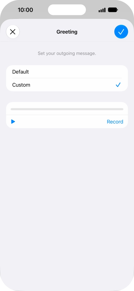 Press the play icon to play your personal greeting. Press the play icon to play your personal greeting.