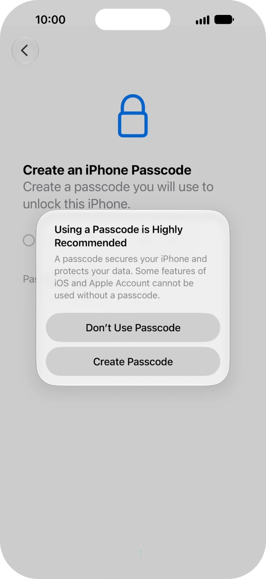 If you turn off the function, press Don't Use Passcode. If you turn off the function, press Don't Use Passcode.