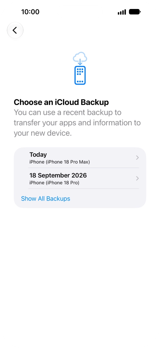 Press the required backup and your phone restores the content of the selected backup. Subsequently, follow the instructions on the screen to set up your phone and prepare it for use. Press the required backup and your phone restores the content of the selected backup. Subsequently, follow the instructions on the screen to set up your phone and prepare it for use.