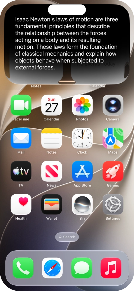 Ask questions or ask Siri to find information on the internet. Ask questions or ask Siri to find information on the internet.