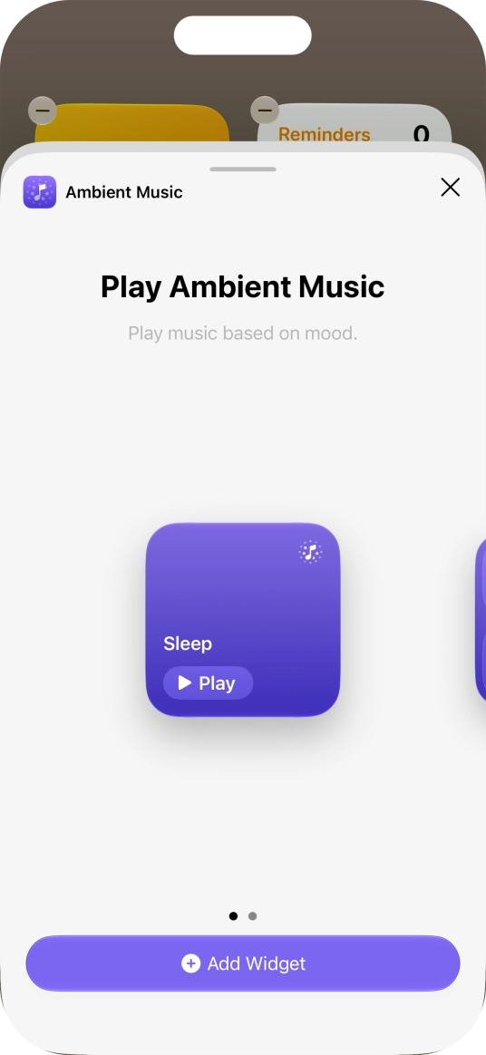 Slide your finger right or left on the screen to select the required widget size. Slide your finger right or left on the screen to select the required widget size.