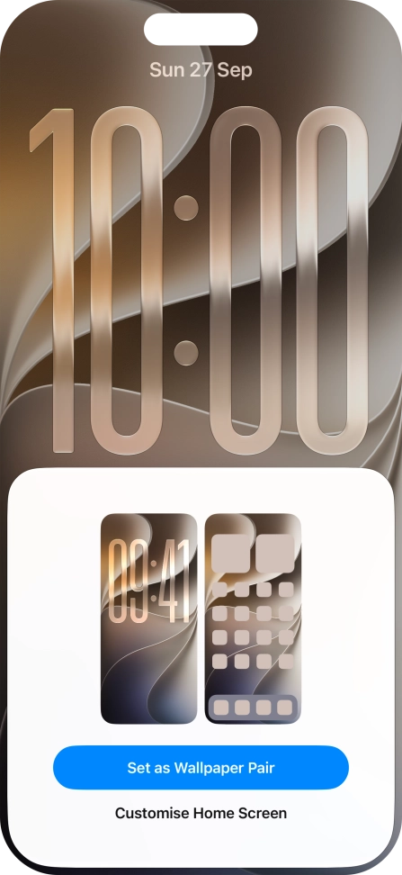 To use the same colour theme on the home screen, press Set as Wallpaper Pair. To use the same colour theme on the home screen, press Set as Wallpaper Pair.