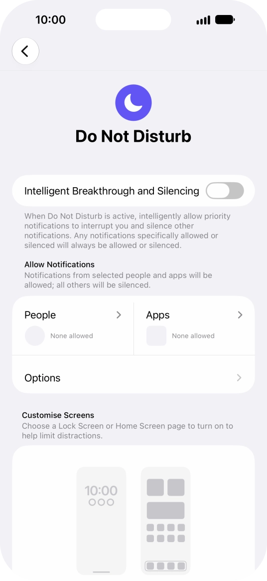 Press People and follow the instructions on the screen to select which contacts you would like to receive calls and notifications from when Do Not Disturb is turned on. Press People and follow the instructions on the screen to select which contacts you would like to receive calls and notifications from when Do Not Disturb is turned on.