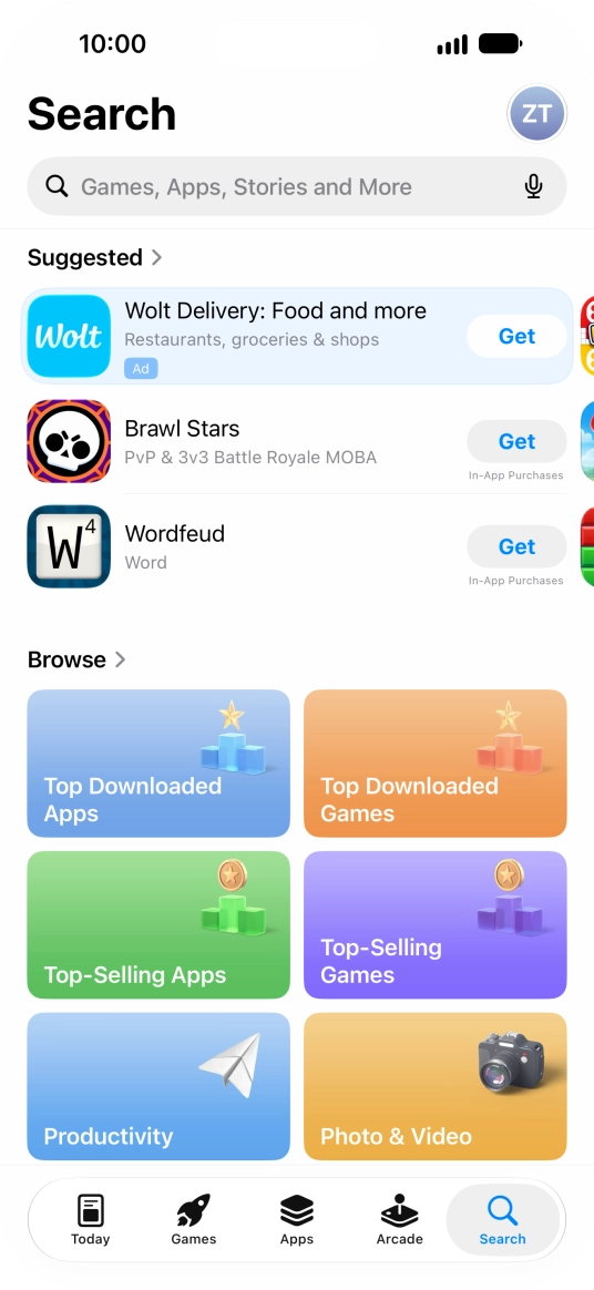 Press the search field and key in the name or subject of the required app. Press the search field and key in the name or subject of the required app.