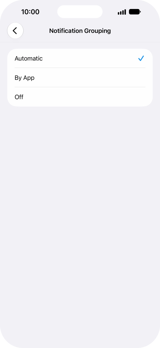 Press the required setting. Press the required setting.
