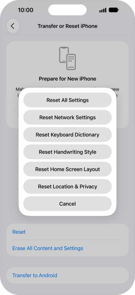 Press Reset All Settings. Press Reset All Settings.