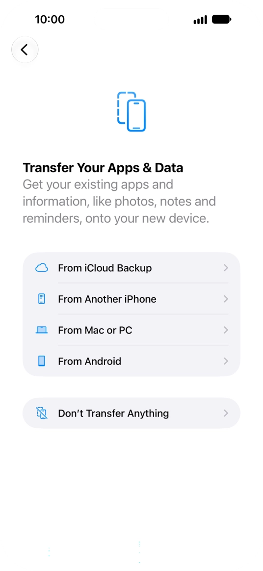 When this screen is displayed, your phone is ready to restore content from an iCloud backup. When this screen is displayed, your phone is ready to restore content from an iCloud backup.