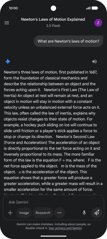 Transcription of the conversation with Gemini Live is now displayed. Transcription of the conversation with Gemini Live is now displayed.