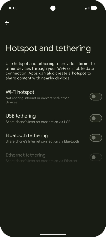 Press Wi-Fi hotspot. Press Wi-Fi hotspot.