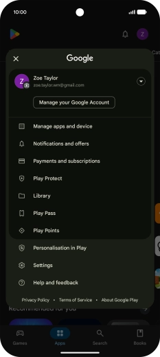 Press Manage apps and device. Press Manage apps and device.