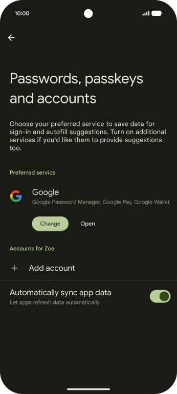 Press Add account. Press Add account.