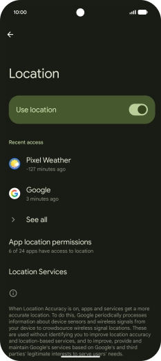 Press App location permissions. Press App location permissions.