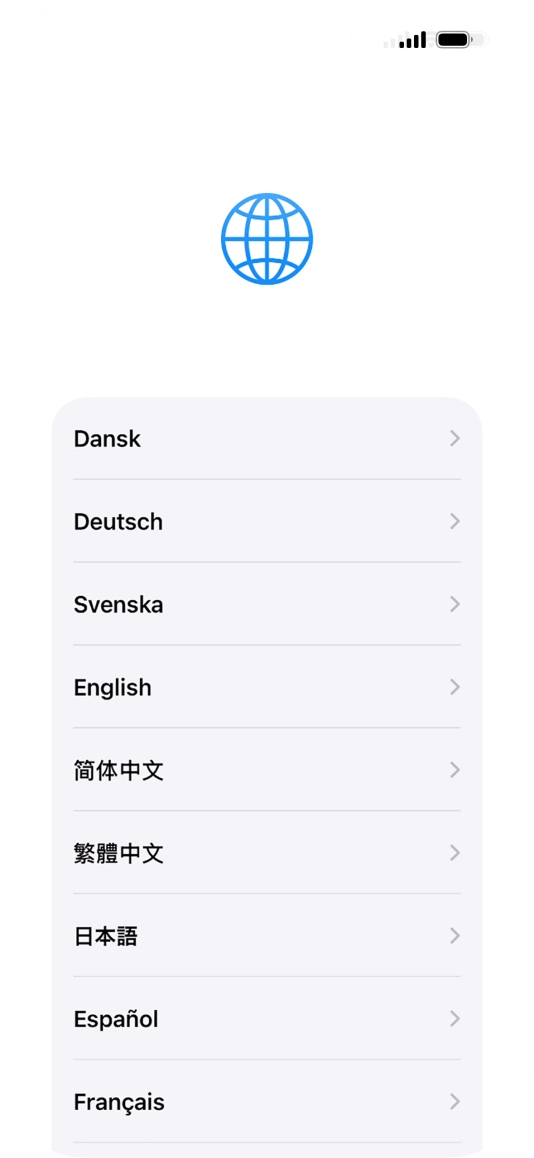 Press the required language. Press the required language.