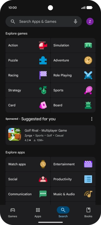 Press the search field. Press the search field.