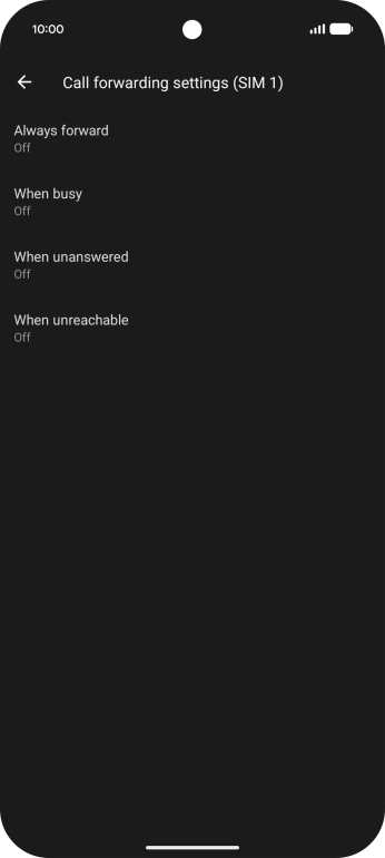 Press the required divert type. Press the required divert type.