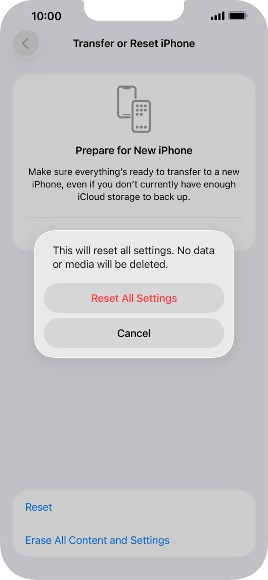 Press Reset All Settings. Press Reset All Settings.