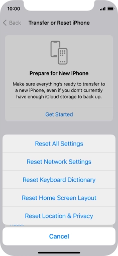 Press Reset All Settings. Press Reset All Settings.