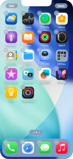 Press the home screen icon. Press the home screen icon.