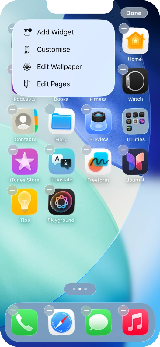 Press Customise. Press Customise.