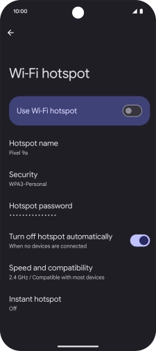 Press Hotspot password and key in the required password. Press Hotspot password and key in the required password.