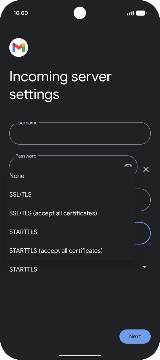 Press SSL/TLS. Press SSL/TLS.