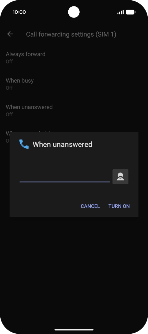 Key in +447953222222 and press TURN ON. Key in +447953222222 and press TURN ON.
