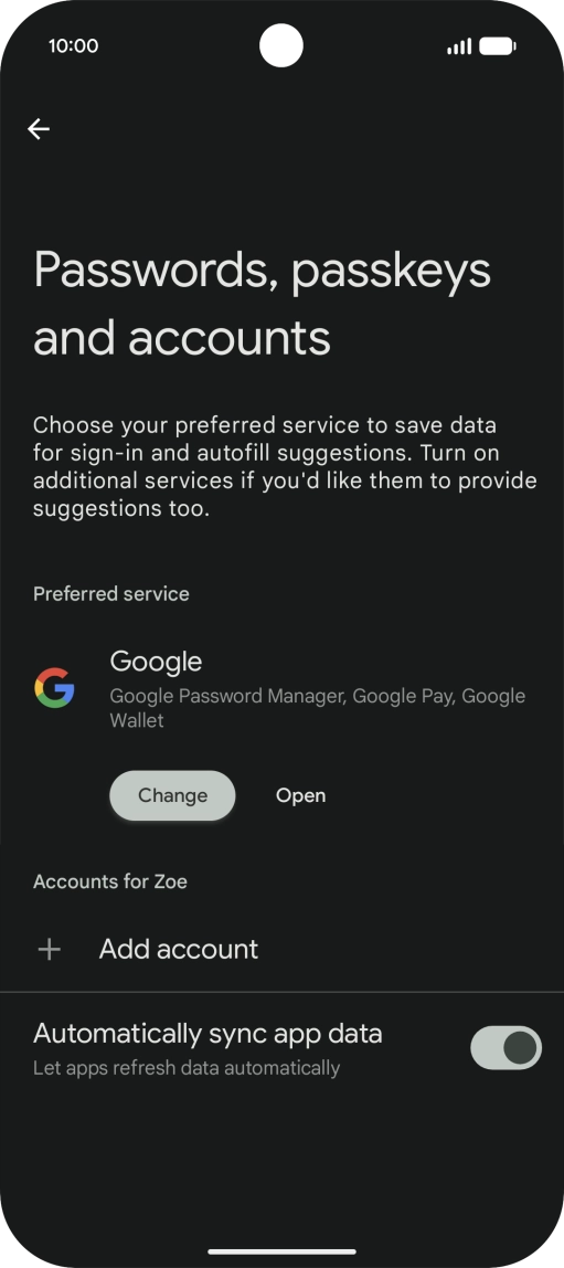 Press Add account. Press Add account.