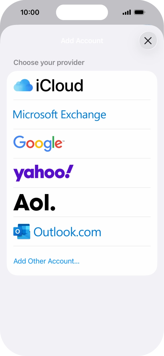 Press Add Other Account.... Press Add Other Account....