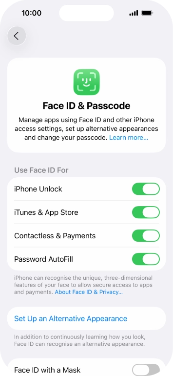Press the indicators next to the required settings to turn them on or off. Press the indicators next to the required settings to turn them on or off.