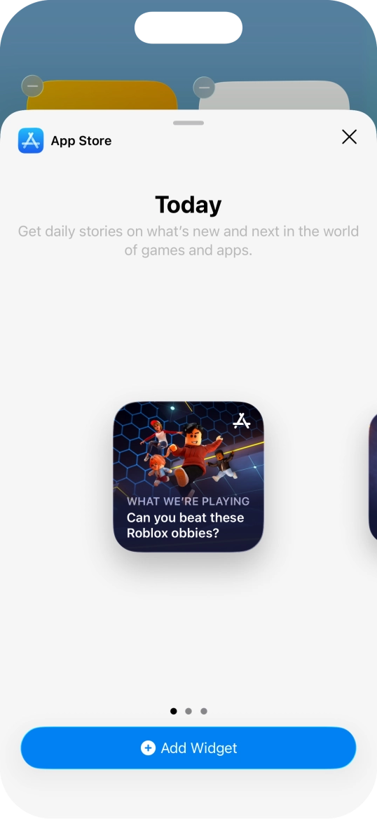 Slide your finger right or left on the screen to select the required widget size. Slide your finger right or left on the screen to select the required widget size.