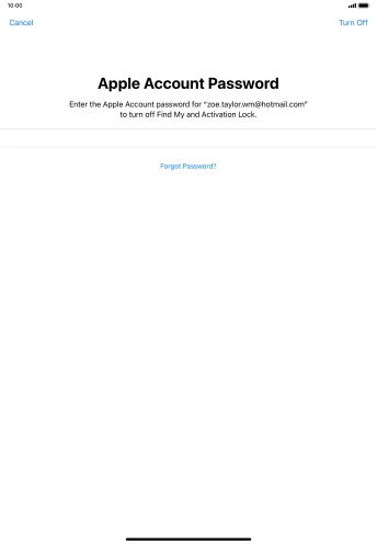 Key in the password for your Apple ID and press Turn Off. Wait a moment while the factory default settings are restored. Follow the instructions on the screen to set up your tablet and prepare it for use. Key in the password for your Apple ID and press Turn Off. Wait a moment while the factory default settings are restored. Follow the instructions on the screen to set up your tablet and prepare it for use.