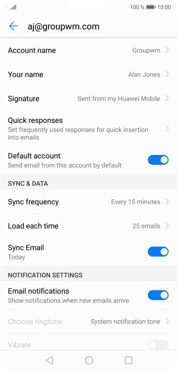 Press Account name and key in the required name. Press Account name and key in the required name.