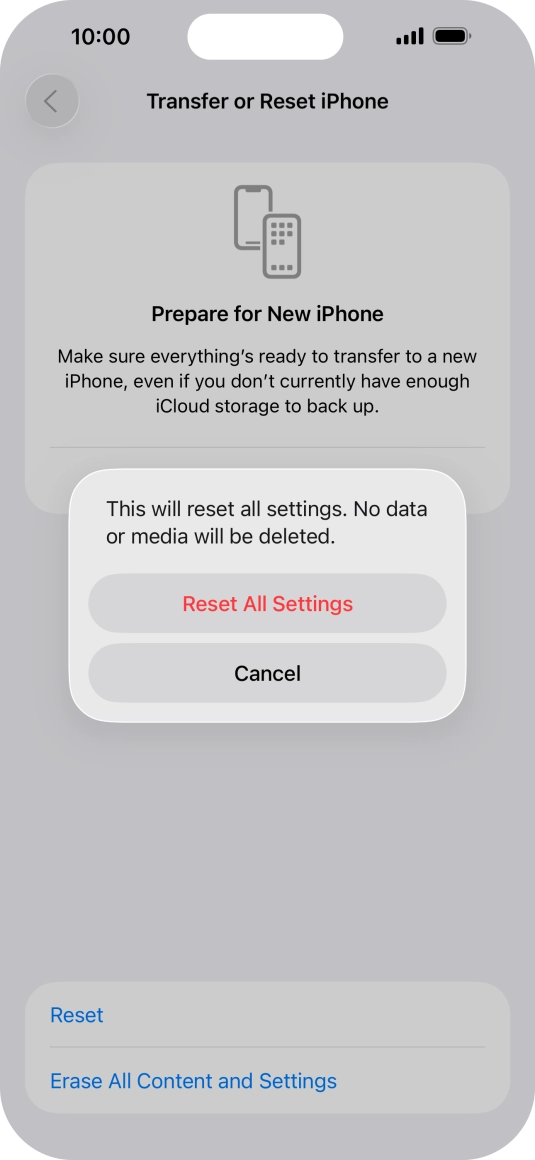 Press Reset All Settings. Press Reset All Settings.