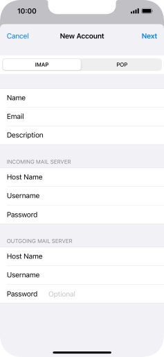 Press Password and key in the password for your email account. Press Password and key in the password for your email account.