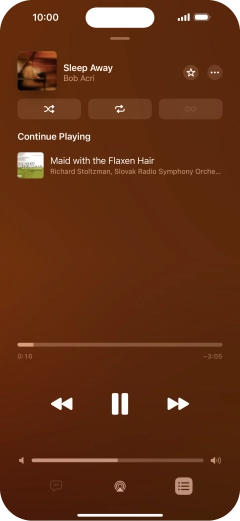 Press the shuffle icon to turn the function on or off. Press the shuffle icon to turn the function on or off.