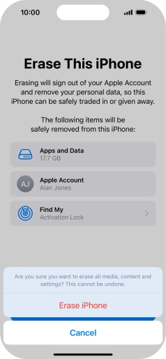 Press Erase iPhone. Press Erase iPhone.