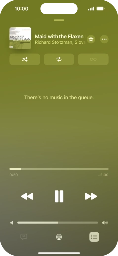 Press the shuffle icon to turn the function on or off. Press the shuffle icon to turn the function on or off.