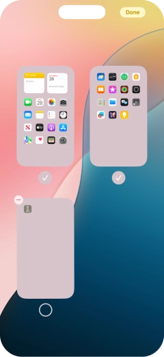 Press the delete icon next to the required home screen page. Press the delete icon next to the required home screen page.