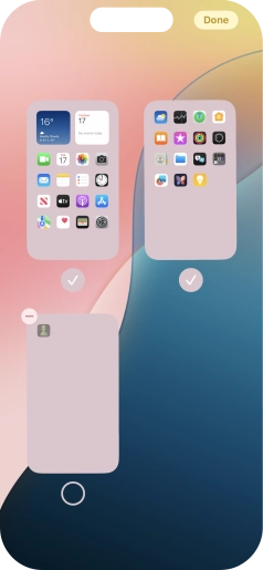 Press the delete icon next to the required home screen page. Press the delete icon next to the required home screen page.