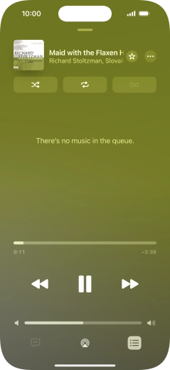 Press the shuffle icon to turn the function on or off. Press the shuffle icon to turn the function on or off.