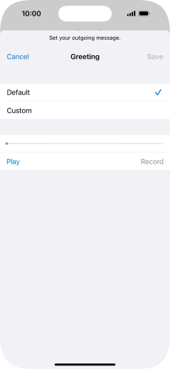 Press Default to select the default greeting. Press Default to select the default greeting.