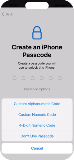 Follow the instructions on the screen to turn on use of phone lock code or press Don't Use Passcode. Follow the instructions on the screen to turn on use of phone lock code or press Don't Use Passcode.